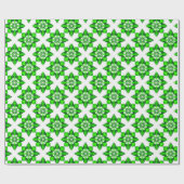Papier Cadeau ❄ Grille de flocon de neige de l'hiver vert ❄ (Plat)