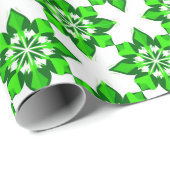 Papier Cadeau ❄ Grille de flocon de neige de l'hiver vert ❄ (Coin rond)