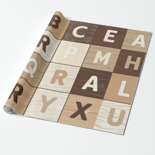Papier Cadeau Grille de lettres en bois