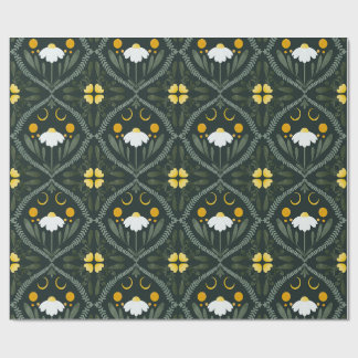 Papier Cadeau Grille de Moonflower | Vert forêt foncé
