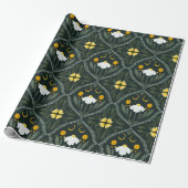 Papier Cadeau Grille de Moonflower | Vert forêt foncé (Déroulé)
