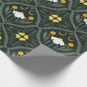 Papier Cadeau Grille de Moonflower | Vert forêt foncé (Coin)
