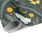 Papier Cadeau Grille de Moonflower | Vert forêt foncé (Coin rond)
