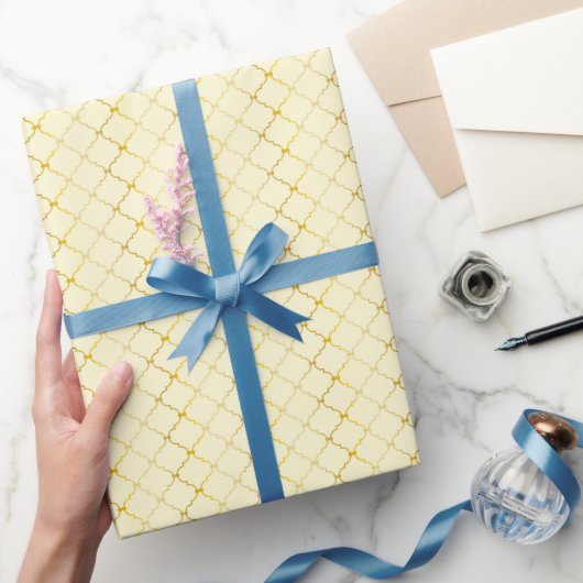 Papier Cadeau Grille jaune élégante (Cadeaux)