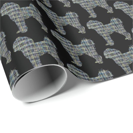 Papier Cadeau Grille jaune et noire Cavapoo (Coin rond)