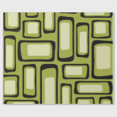 Papier Cadeau Grille Rectangle Arrondi Vert Milieu de Siècle Rét (Plat)