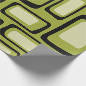 Papier Cadeau Grille Rectangle Arrondi Vert Milieu de Siècle Rét (Coin)
