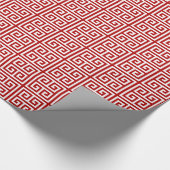 Papier Cadeau Grille rouge cerise Grandes clés grecques Imprimer (Coin)