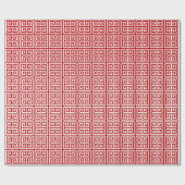 Papier Cadeau Grille rouge cerise Grandes clés grecques Imprimer (Plat)