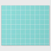 Papier Cadeau Grille Turquoise et blanche (Plat)