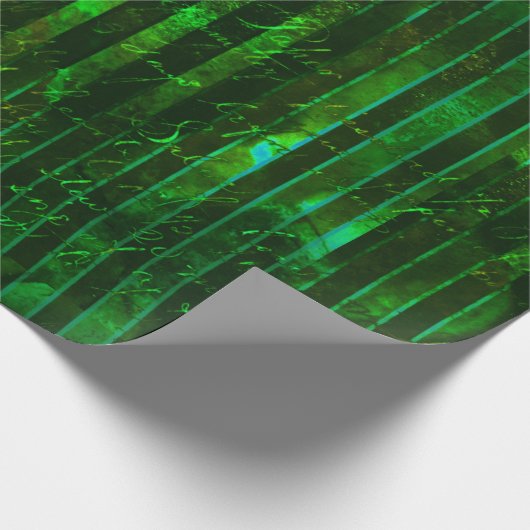 Papier Cadeau Grilles et script métal vert (Coin)