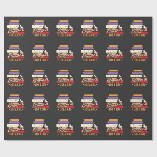 Papier Cadeau Grimper Comme Une Fille Mur Escalade Alpinisme (Plat)