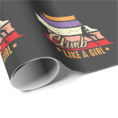 Papier Cadeau Grimper Comme Une Fille Mur Escalade Alpinisme (Coin rond)