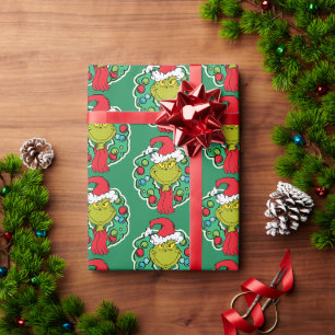 Papier Cadeau Grinch Couronne de Noël