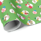 Papier Cadeau Grinch | Motif de points de Noël (Coin rond)