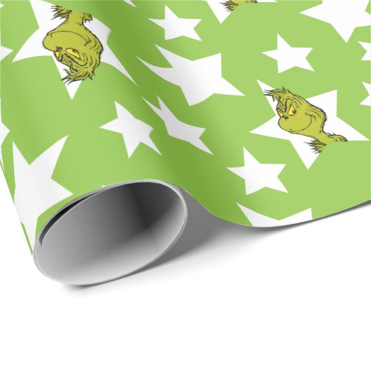 Papier Cadeau Grinch Peeking Star Pattern (Coin rond)