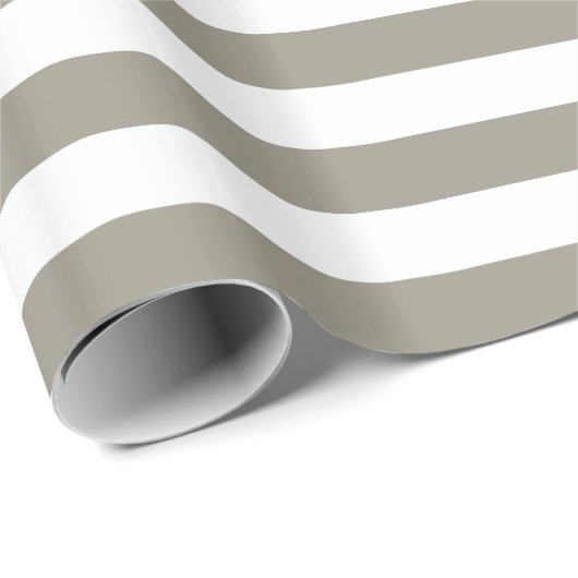 Papier Cadeau Gris Aluminium/Rayure Blanche (Coin rond)