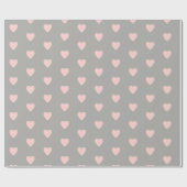 Papier Cadeau Gris aux coeurs roses (Plat)
