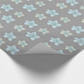 Papier Cadeau Gris avec fleurs bleues chics Anniversaire (Coin)