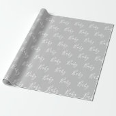 Papier Cadeau Gris Bébé Script Élégant Bébé Papier enveloppant (Déroulé)