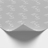 Papier Cadeau Gris Bébé Script Élégant Bébé Papier enveloppant (Coin)