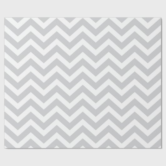 Papier Cadeau Gris & Blanc Chevron Épais Mariage Anniversaire V1 (Plat)