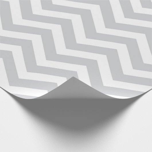 Papier Cadeau Gris & Blanc Chevron Épais Mariage Anniversaire V1 (Coin)