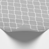 Papier Cadeau Gris Blanc Grand Motif Quatrefoil (Coin)