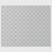 Papier Cadeau Gris Blanc Grand Motif Quatrefoil (Plat)