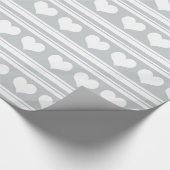 Papier Cadeau Gris blanc mignon de motif de rayures de coeur (Coin)