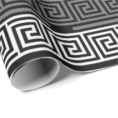 Papier Cadeau Gris Blanc Noir Clé grecque Fret Motif Design (Coin rond)