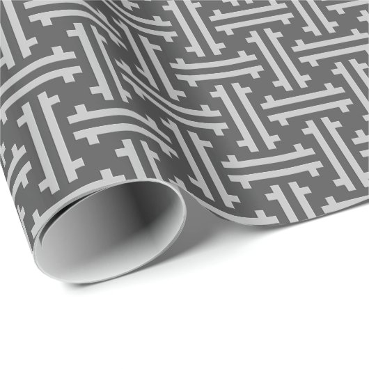 Papier Cadeau Gris chinois de frette, d'argent et de graphite (Coin rond)