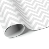 Papier Cadeau Gris Clair Blanc Motif Chevron Zig-Zag (Coin rond)