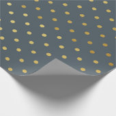 Papier Cadeau Gris d'ardoise moderne de pois de feuille d'or (Coin)