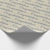 Papier Cadeau Gris et Bleu Félicitations Conçu (Coin)