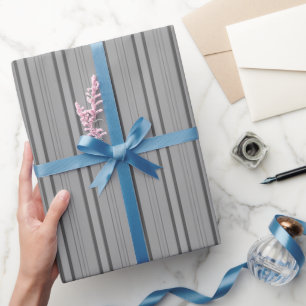 Papier Cadeau Gris et gris foncé rayures épaisses et fines