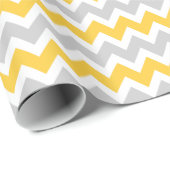Papier Cadeau Gris et jaune Zigzag Chevron Stripes (Coin rond)