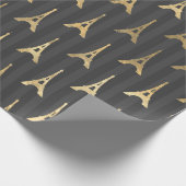 Papier Cadeau Gris et or feuille tour Eiffel Paris (Coin)