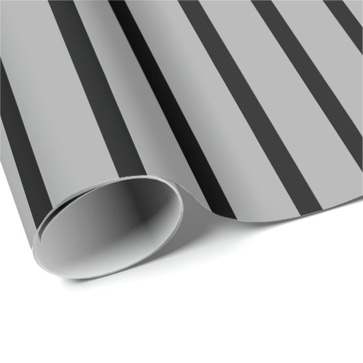 Papier Cadeau Gris et rayures noires (Coin rond)