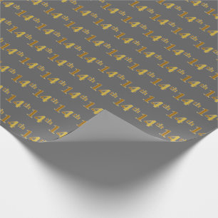 Papier Cadeau Gris, événement d'or de Faux 14ème (quatorzièm