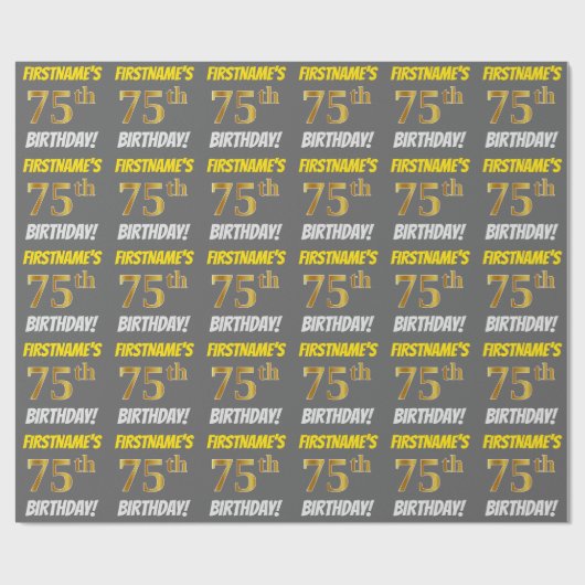 Papier Cadeau Gris, Faux/or d'imitation, "soixante-quinzième (Plat)