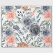 Papier Cadeau gris floral tendance (Plat)