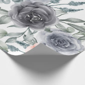 Papier Cadeau gris floral tendance (Coin)