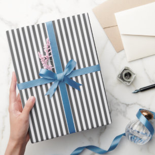 Papier Cadeau Gris foncé et rayures blanches