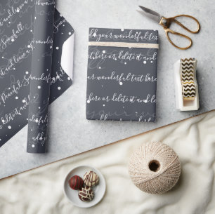 Papier Cadeau Gris foncé minimaliste script personnalisé Texte