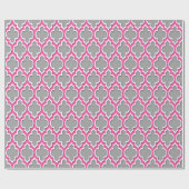 Papier Cadeau Gris foncé rose chaud Marocain blanc #4DS (Plat)