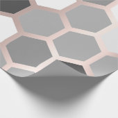 Papier Cadeau Gris Graphisme Rose Or Géométrie Miel Bee Hexagon (Coin)