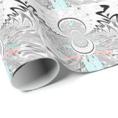 Papier Cadeau Gris Kaleidoscope Art (Coin rond)