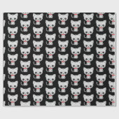 Papier Cadeau Gris kitty sur noir (Plat)