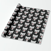 Papier Cadeau Gris kitty sur noir (Déroulé)